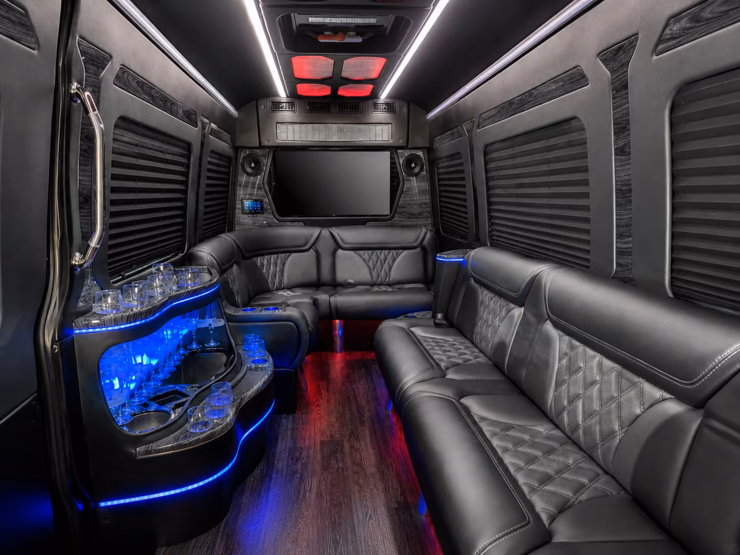 cary 15 passenger party bus inside