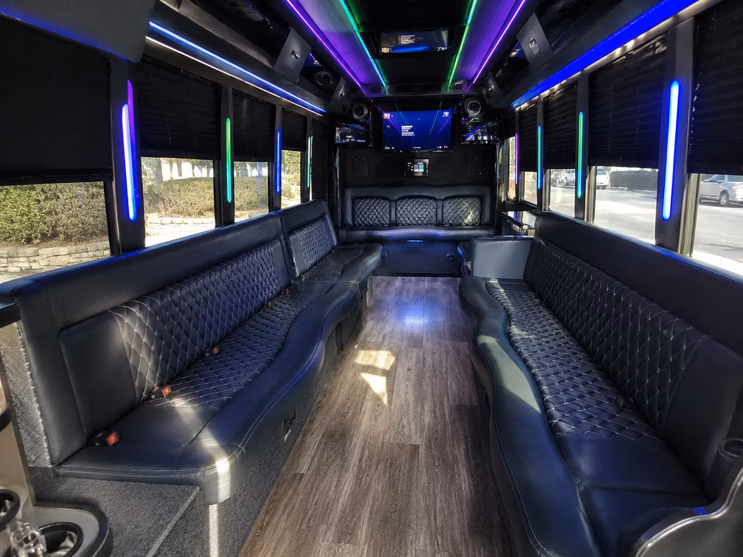 cary 15 passenger party bus interior