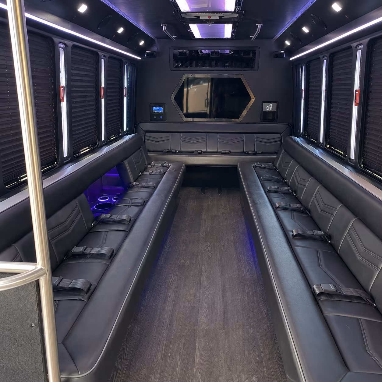 cary 18 passenger party bus interior