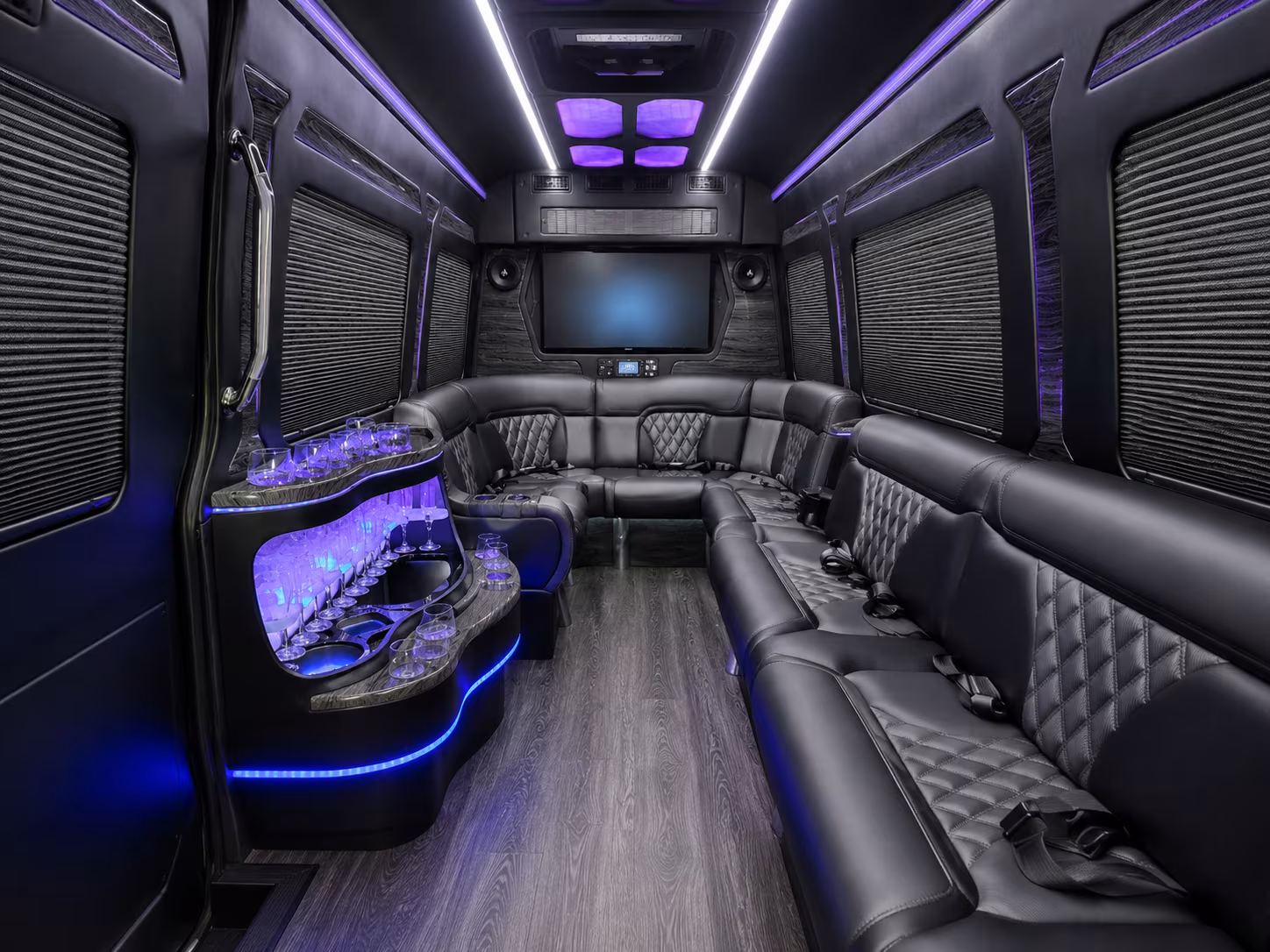 cary 20 passenger party bus interior